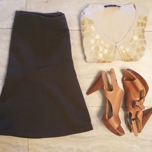 LOFT Olive green sway circle skirt Sz:8